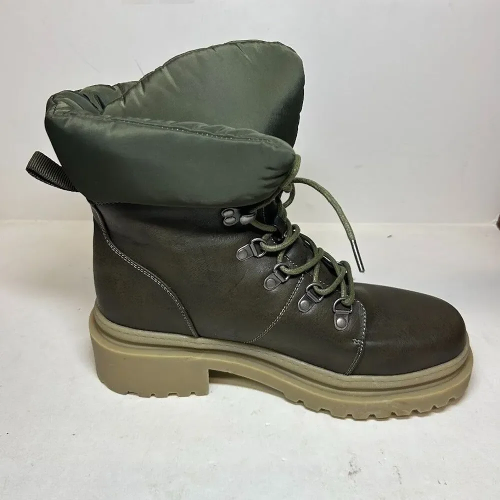 Journee Collection Womens 9.5 M Olive Green Irrah Combat Boots DISPLAY QH2